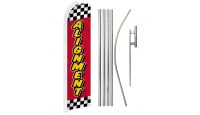 Alignment Red Checkered Superknit Polyester Swooper Flag Size 11.5ft by 2.5ft & 6 Piece Pole & Ground Spike Kit