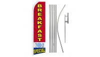 Breakfast Special Superknit Polyester Swooper Flag Size 11.5ft by 2.5ft & 6 Piece Pole & Ground Spike Kit