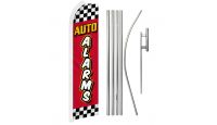 Auto Alarms Red Checkered Superknit Polyester Swooper Flag Size 11.5ft by 2.5ft & 6 Piece Pole & Ground Spike Kit