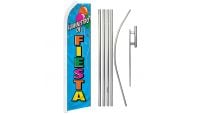 Suministro De Fiesta Superknit Polyester Swooper Flag Size 11.5ft by 2.5ft & 6 Piece Pole & Ground Spike Kit