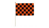 Orange & Black Checkered 12x18in Stick Flag