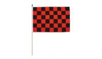 Red & Black Checkered 12x18in Stick Flag