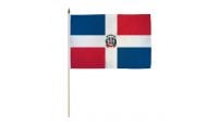 Dominican Republic Stick Flag 12in by 18in on 24in Wooden Dowel