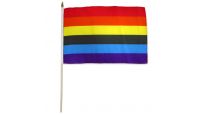 Rainbow 12x18in Stick Flag