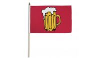 Beer Mug Red Stick Flag 12in by 18in on 24in Wooden Dowel