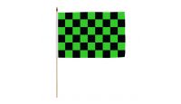 Green & Black Checkered 12x18in Stick Flag