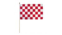 Red & White Checkered 12x18in Stick Flag