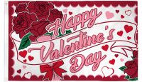 Happy Valentine's Day Roses   Printed Polyester Flag 3ft by 5ft