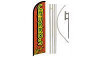 Churros Superknit Polyester Swooper Flag Size 11.5ft by 2.5ft & 6 Piece Pole & Ground Spike Kit