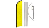 Yellow Solid Color Superknit Polyester Swooper Flag Size 11.5ft by 2.5ft & 6 Piece Pole & Ground Spike Kit