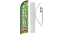 Farmer's Market Superknit Polyester Swooper Flag Size 11.5ft by 2.5ft & 6 Piece Pole & Ground Spike Kit