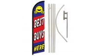 Best Buys Here Superknit Polyester Swooper Flag Size 11.5ft by 2.5ft & 6 Piece Pole & Ground Spike Kit