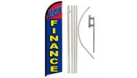 Easy Finance Superknit Polyester Swooper Flag Size 11.5ft by 2.5ft & 6 Piece Pole & Ground Spike Kit