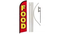 Food Superknit Polyester Swooper Flag Size 11.5ft by 2.5ft & 6 Piece Pole & Ground Spike Kit