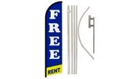 Free Rent Superknit Polyester Swooper Flag Size 11.5ft by 2.5ft & 6 Piece Pole & Ground Spike Kit