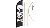 Pirate Superknit Polyester Swooper Flag Size 11.5ft by 2.5ft & 6 Piece Pole & Ground Spike Kit