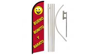 Bueno Bonito Y Barato Superknit Polyester Swooper Flag Size 11.5ft by 2.5ft & 6 Piece Pole & Ground Spike Kit