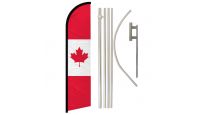 Canada Superknit Polyester Swooper Flag Size 11.5ft by 2.5ft & 6 Piece Pole & Ground Spike Kit