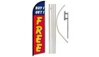 Buy 1 Get 1 Free Superknit Polyester Swooper Flag Size 11.5ft by 2.5ft & 6 Piece Pole & Ground Spike Kit