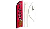 Cigars Superknit Polyester Swooper Flag Size 11.5ft by 2.5ft & 6 Piece Pole & Ground Spike Kit