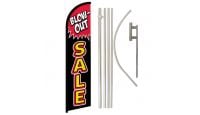 Blow Out Sale Superknit Polyester Swooper Flag Size 11.5ft by 2.5ft & 6 Piece Pole & Ground Spike Kit