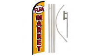 Flea Market Superknit Polyester Swooper Flag Size 11.5ft by 2.5ft & 6 Piece Pole & Ground Spike Kit