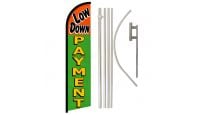 Low Down Payment Superknit Polyester Swooper Flag Size 11.5ft by 2.5ft & 6 Piece Pole & Ground Spike Kit