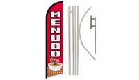 Menudo Superknit Polyester Swooper Flag Size 11.5ft by 2.5ft & 6 Piece Pole & Ground Spike Kit