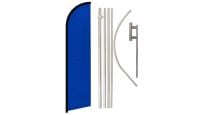 Blue Solid Color Superknit Polyester Swooper Flag Size 11.5ft by 2.5ft & 6 Piece Pole & Ground Spike Kit