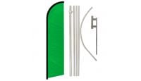 Green Solid Color Superknit Polyester Swooper Flag Size 11.5ft by 2.5ft & 6 Piece Pole & Ground Spike Kit