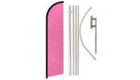 Pink Solid Color Superknit Polyester Swooper Flag Size 11.5ft by 2.5ft & 6 Piece Pole & Ground Spike Kit