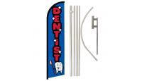 Dentist Superknit Polyester Swooper Flag Size 11.5ft by 2.5ft & 6 Piece Pole & Ground Spike Kit