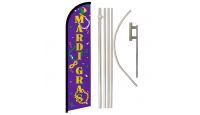 Mardi Gras Superknit Polyester Swooper Flag Size 11.5ft by 2.5ft & 6 Piece Pole & Ground Spike Kit