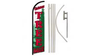 Christmas Tree Sale Superknit Polyester Swooper Flag Size 11.5ft by 2.5ft & 6 Piece Pole & Ground Spike Kit