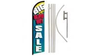 Big Blow-Out Sale Superknit Polyester Swooper Flag Size 11.5ft by 2.5ft & 6 Piece Pole & Ground Spike Kit