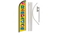 Raspados Superknit Polyester Swooper Flag Size 11.5ft by 2.5ft & 6 Piece Pole & Ground Spike Kit