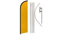 Gold Solid Color Superknit Polyester Swooper Flag Size 11.5ft by 2.5ft & 6 Piece Pole & Ground Spike Kit