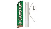 Espresso Superknit Polyester Swooper Flag Size 11.5ft by 2.5ft & 6 Piece Pole & Ground Spike Kit