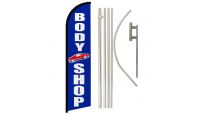 Body Shop Superknit Polyester Swooper Flag Size 11.5ft by 2.5ft & 6 Piece Pole & Ground Spike Kit