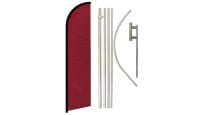 Burgundy Solid Color Superknit Polyester Swooper Flag Size 11.5ft by 2.5ft & 6 Piece Pole & Ground Spike Kit