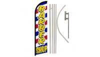 Barber Shop Letters Superknit Polyester Swooper Flag Size 11.5ft by 2.5ft & 6 Piece Pole & Ground Spike Kit