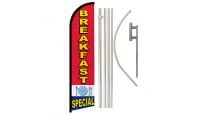 Breakfast Special Superknit Polyester Swooper Flag Size 11.5ft by 2.5ft & 6 Piece Pole & Ground Spike Kit