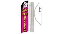 Salon De Belleza Superknit Polyester Swooper Flag Size 11.5ft by 2.5ft & 6 Piece Pole & Ground Spike Kit