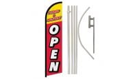 Pickup & Delivery Open Superknit Polyester Swooper Flag Size 11.5ft by 2.5ft & 6 Piece Pole & Ground Spike Kit