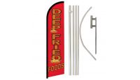 Deep Fried Foods Superknit Polyester Swooper Flag Size 11.5ft by 2.5ft & 6 Piece Pole & Ground Spike Kit