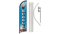 Bubble Tea Superknit Polyester Swooper Flag Size 11.5ft by 2.5ft & 6 Piece Pole & Ground Spike Kit