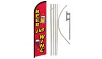 Beer and Wine Superknit Polyester Swooper Flag Size 11.5ft by 2.5ft & 6 Piece Pole & Ground Spike Kit