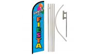 Suministro De Fiesta Superknit Polyester Swooper Flag Size 11.5ft by 2.5ft & 6 Piece Pole & Ground Spike Kit