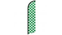 Green & White Checkered Windless Banner Flag